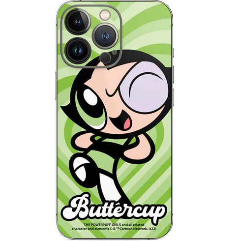 Cartoon Network Powerpuff Girls Buttercup Green Hearts iPhone 15 Pro Skin