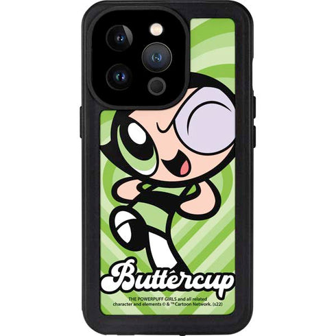 Cartoon Network Powerpuff Girls Buttercup Green Hearts iPhone 14 Pro Waterproof Case