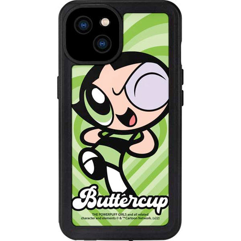 Cartoon Network Powerpuff Girls Buttercup Green Hearts iPhone 15 Plus Waterproof Case