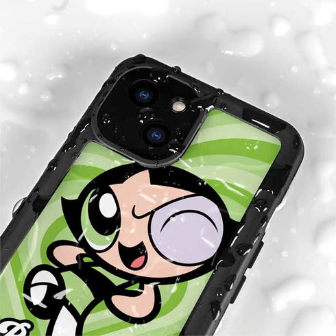 Cartoon Network Powerpuff Girls Buttercup Green Hearts iPhone 15 Plus Waterproof Case
