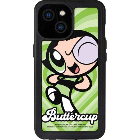 Cartoon Network Powerpuff Girls Buttercup Green Hearts iPhone 15 Waterproof Case