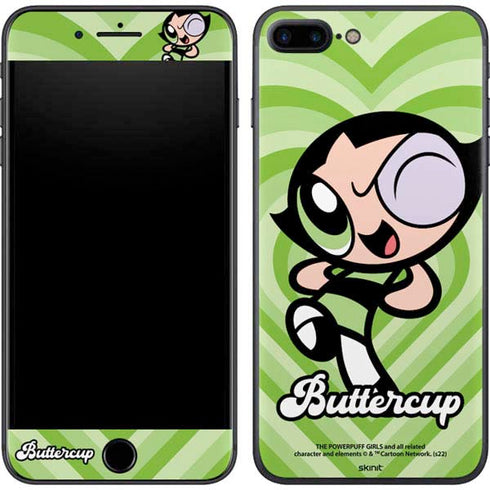 Cartoon Network Powerpuff Girls Buttercup Green Hearts iPhone 8 Plus Skin