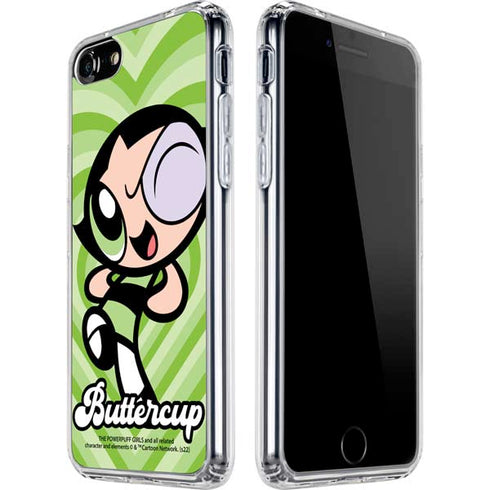 Cartoon Network Powerpuff Girls Buttercup Green Hearts iPhone SE (2nd & 3rd Gen) Clear Case