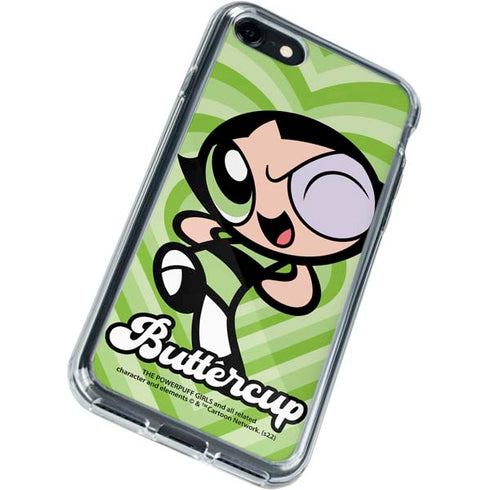 Cartoon Network Powerpuff Girls Buttercup Green Hearts iPhone SE (2nd & 3rd Gen) Clear Case