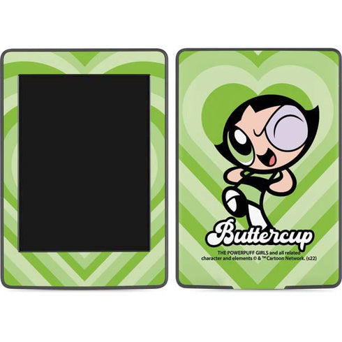 Cartoon Network Powerpuff Girls Buttercup Green Hearts Amazon Kindle Skin