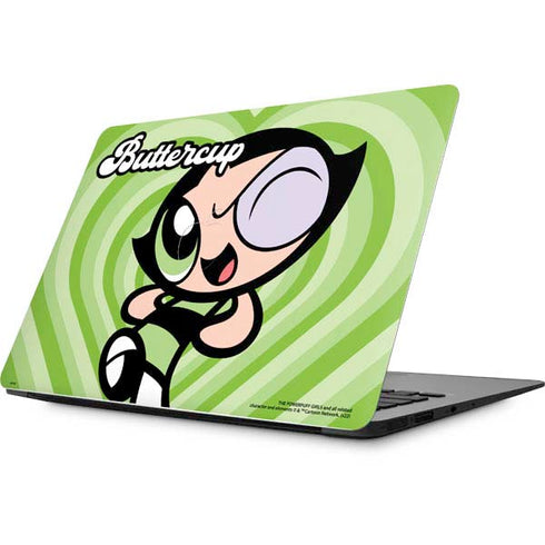 Cartoon Network Powerpuff Girls Buttercup Green Hearts Apple MacBook Skin