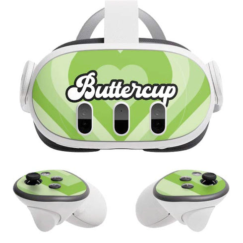 Cartoon Network Powerpuff Girls Buttercup Green Hearts Meta Quest 3 Skin