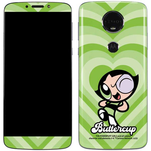Cartoon Network Powerpuff Girls Buttercup Green Hearts Moto E5 Plus Skin