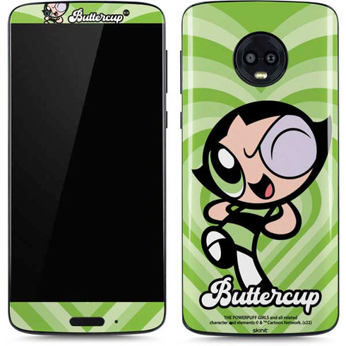 Cartoon Network Powerpuff Girls Buttercup Green Hearts Moto G6 Skin