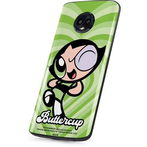 Cartoon Network Powerpuff Girls Buttercup Green Hearts Moto G6 Skin