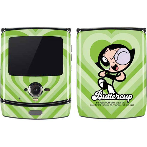 Cartoon Network Powerpuff Girls Buttercup Green Hearts Motorola RAZR Skin