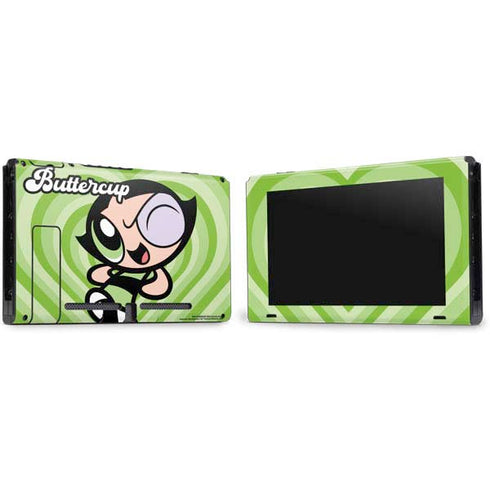Cartoon Network Powerpuff Girls Buttercup Green Hearts Nintendo Switch Bundle Skin