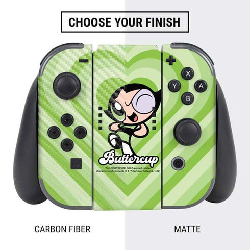 Cartoon Network Powerpuff Girls Buttercup Green Hearts Nintendo Switch Bundle Skin