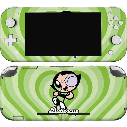Cartoon Network Powerpuff Girls Buttercup Green Hearts Nintendo Switch Lite Skin