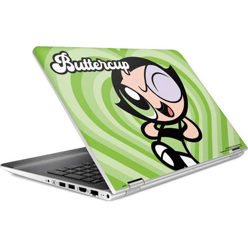 Cartoon Network Powerpuff Girls Buttercup Green Hearts HP Pavilion Skin
