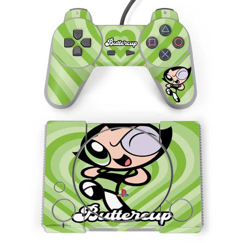 Cartoon Network Powerpuff Girls Buttercup Green Hearts PlayStation Classic Bundle Skin