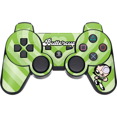 Cartoon Network Powerpuff Girls Buttercup Green Hearts PS3 Dual Shock wireless controller Skin