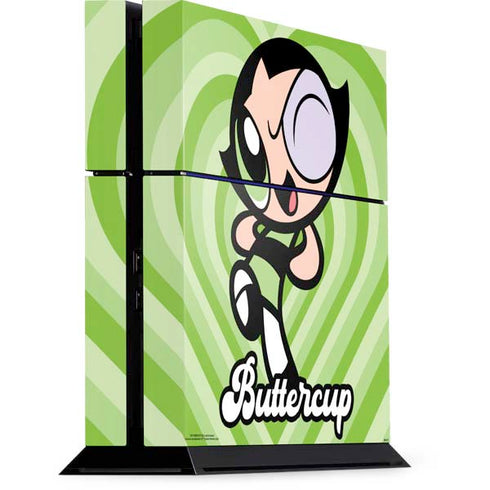 Cartoon Network Powerpuff Girls Buttercup Green Hearts PS4 Console Skin