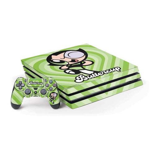 Cartoon Network Powerpuff Girls Buttercup Green Hearts PS4 Pro Bundle Skin