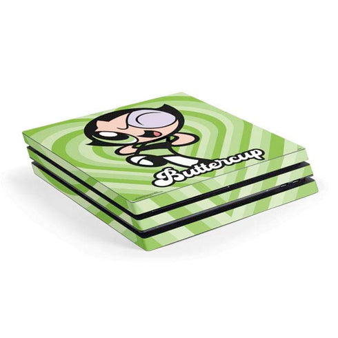 Cartoon Network Powerpuff Girls Buttercup Green Hearts PS4 Pro Console Skin