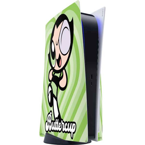 Cartoon Network Powerpuff Girls Buttercup Green Hearts PS5 Console Skin