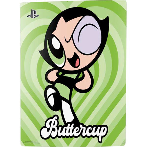 Cartoon Network Powerpuff Girls Buttercup Green Hearts PS5 Console Skin