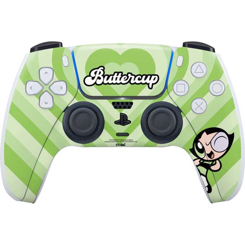 Cartoon Network Powerpuff Girls Buttercup Green Hearts PS5 Controller Skin