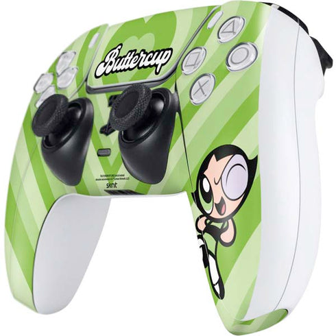 Cartoon Network Powerpuff Girls Buttercup Green Hearts PS5 Controller Skin