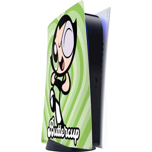 Cartoon Network Powerpuff Girls Buttercup Green Hearts PS5 Digital Edition Console Skin