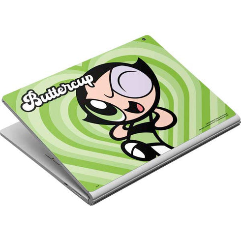 Cartoon Network Powerpuff Girls Buttercup Green Hearts Surface Book Skin