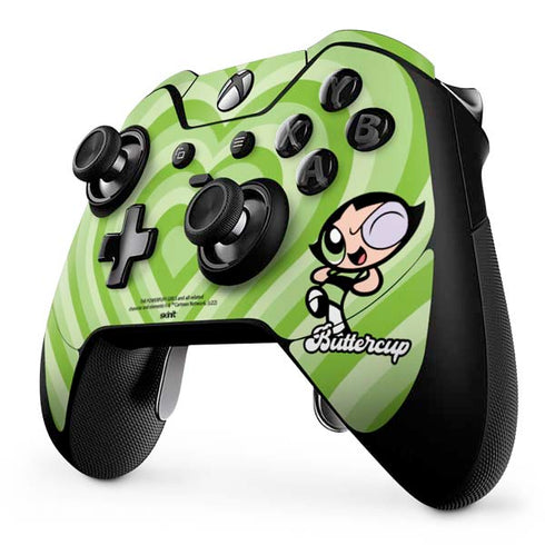Cartoon Network Powerpuff Girls Buttercup Green Hearts Xbox One Elite Controller Skin