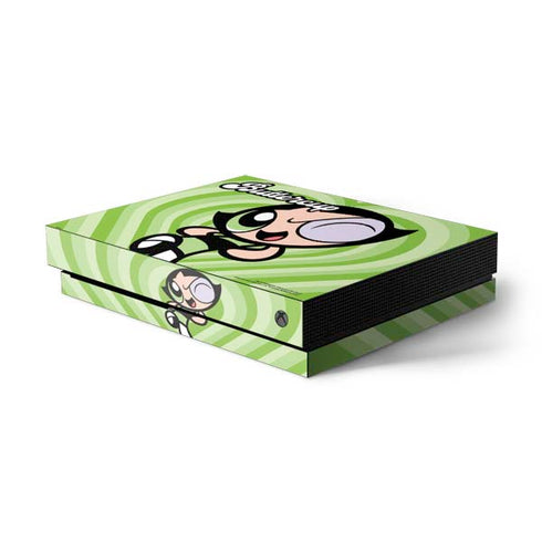 Cartoon Network Powerpuff Girls Buttercup Green Hearts Xbox One X Console Skin