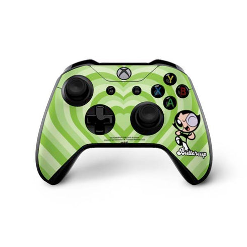 Cartoon Network Powerpuff Girls Buttercup Green Hearts Xbox One X Controller Skin