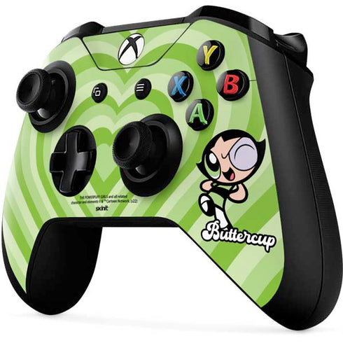 Cartoon Network Powerpuff Girls Buttercup Green Hearts Xbox One X Controller Skin