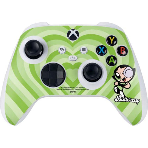 Cartoon Network Powerpuff Girls Buttercup Green Hearts Xbox Series S Controller Skin