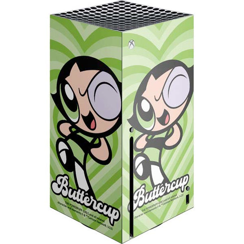 Cartoon Network Powerpuff Girls Buttercup Green Hearts Xbox Series X Console Skin