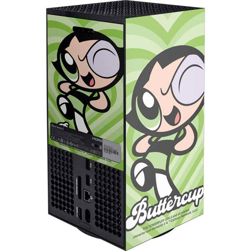 Cartoon Network Powerpuff Girls Buttercup Green Hearts Xbox Series X Console Skin
