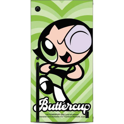 Cartoon Network Powerpuff Girls Buttercup Green Hearts Xbox Series X Console Skin