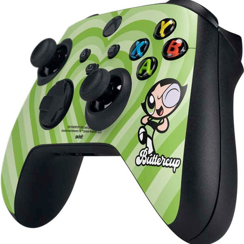 Cartoon Network Powerpuff Girls Buttercup Green Hearts Xbox Series X Controller Skin