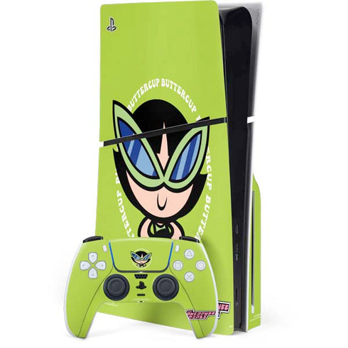 Cartoon Network Powerpuff Girls Buttercup PS5 Slim Disk Bundle Skin