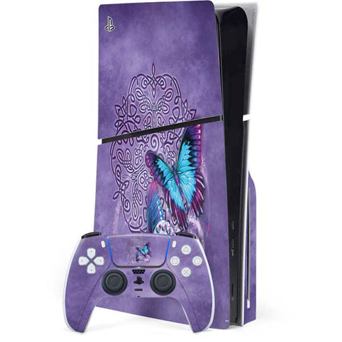 Butterfly Celtic Knot by Brigid Ashwood PS5 Slim Disk Bundle Skin