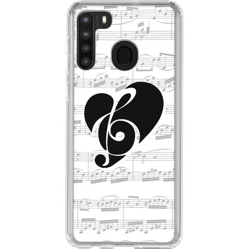 BW Musical Notes Galaxy A21 Clear Case