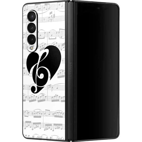 BW Musical Notes Galaxy Z Fold3 5G Skin
