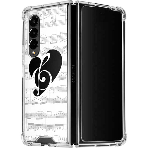 BW Musical Notes Galaxy Z Fold4 5G Clear Case