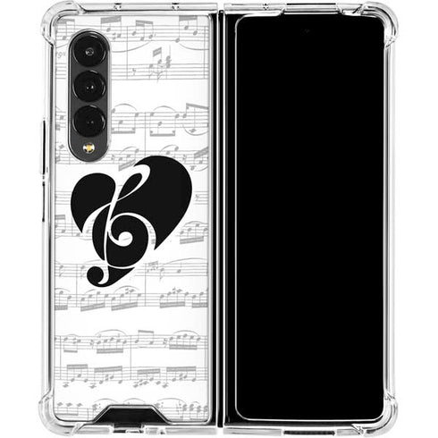 BW Musical Notes Galaxy Z Fold4 5G Clear Case