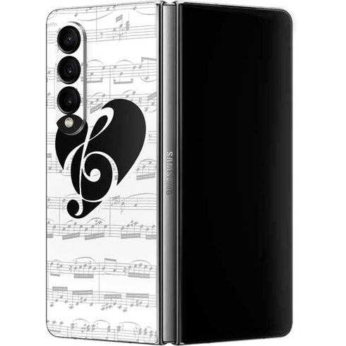 BW Musical Notes Galaxy Z Fold4 5G Skin
