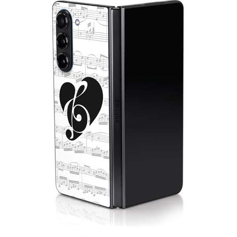 BW Musical Notes Galaxy Z Fold5 5G Skin