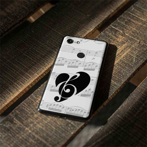 BW Musical Notes Google Pixel 3 Skin