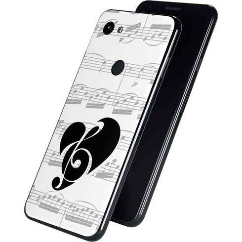 BW Musical Notes Google Pixel 3a Skin