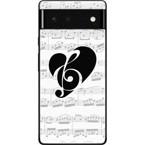 BW Musical Notes Google Pixel 6 Skin